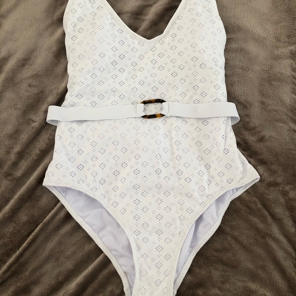 Mynah Swim Nwt Mynah White Lace Full Coverage One Piece Swim Suit